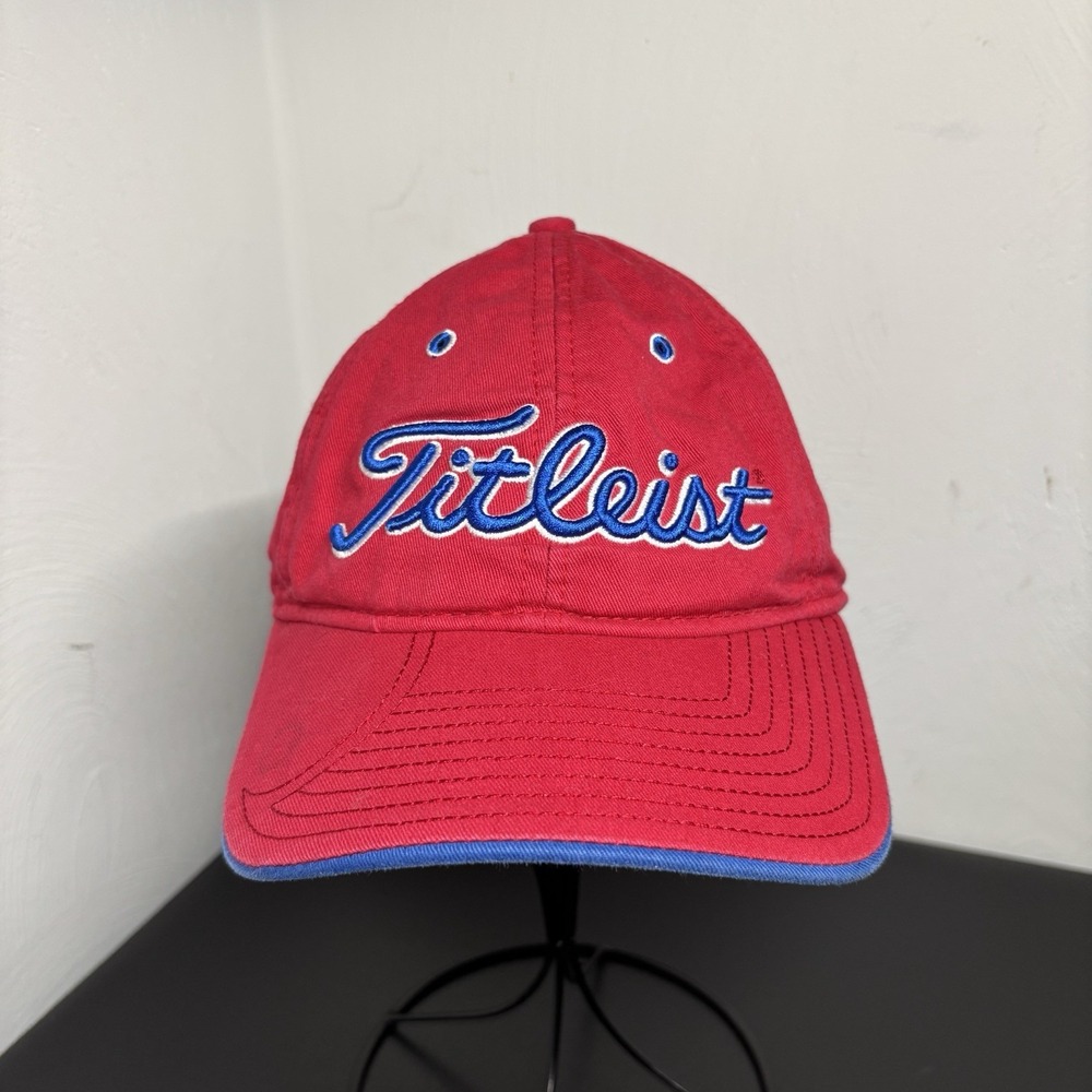 TITLEIST by New Era Red Blue Mens Hat Cap Adjustable Embroidered Spellout